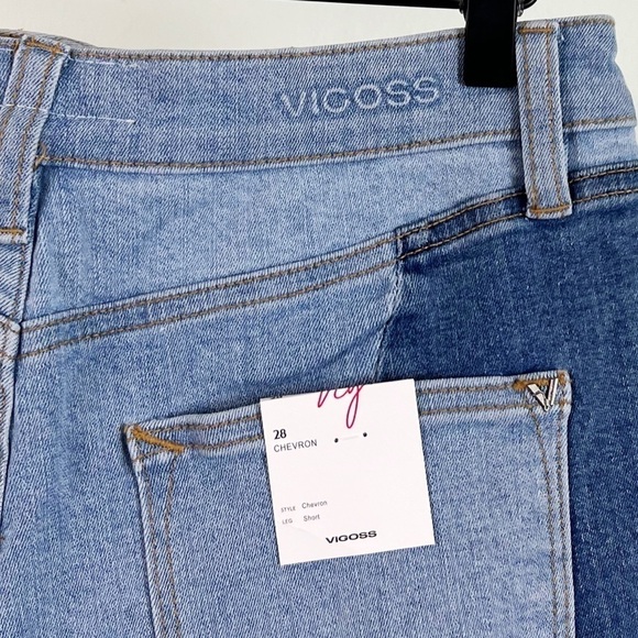 NWT Vigoss Chevron Patchwork Denim Shorts - Picture 6 of 6